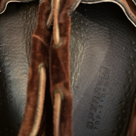 Sperry Mocha Mousse VELVET Boat Shoes with Moccasin Stitching Angler Fisherman - Picture 7 of 7